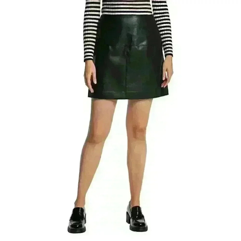 NEW Ted Baker Women's 0 Verium PU Leather Suede Mini Skirt • Reg Price $225 - Picture 2 of 4